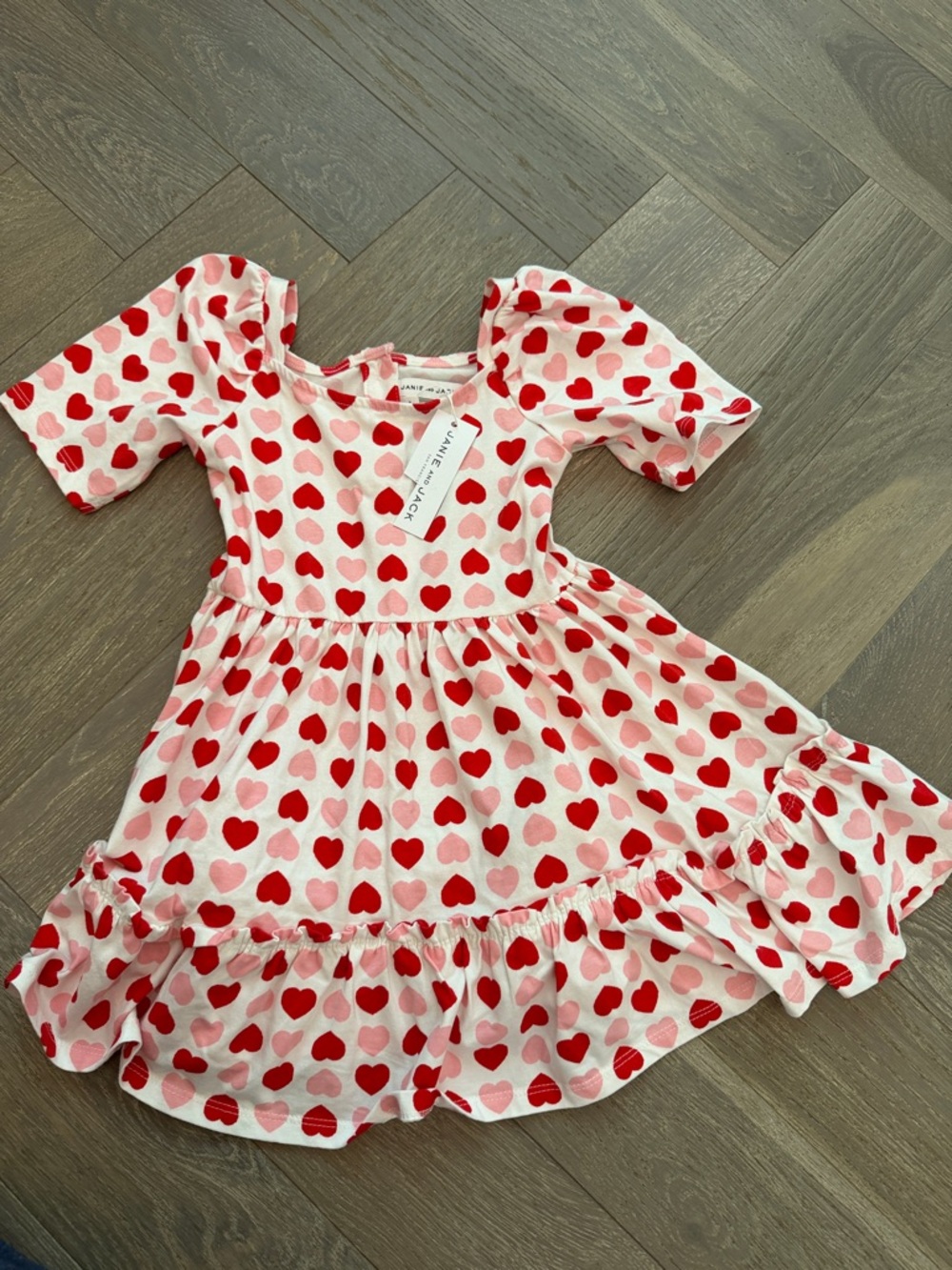 Janie and Jack Red & Pink Heart Ruffle Dress